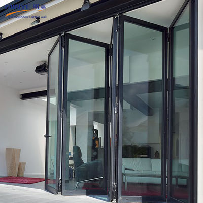 Hoofdmateriaal Glas Frans ontwerp Aluminium frame Dubbel gehard glas Bi vouwdeur