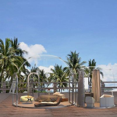 Panoramisch uitzicht Containerhuizen Koepel Sterrenuitzicht Buiten Doorzichtig Huis en Plastic Zonnekamer