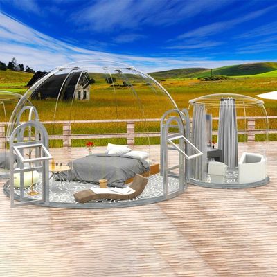 Panoramisch uitzicht Containerhuizen Koepel Sterrenuitzicht Buiten Doorzichtig Huis en Plastic Zonnekamer