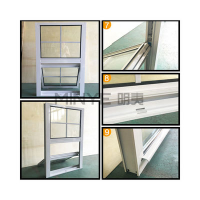 Moderne ontwerpstijl PVC/UPVC Verticale schuiframen met dubbelhangende functionaliteit