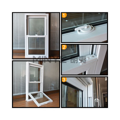 Moderne ontwerpstijl PVC/UPVC Verticale schuiframen met dubbelhangende functionaliteit