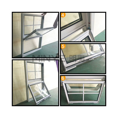Moderne ontwerpstijl PVC/UPVC Verticale schuiframen met dubbelhangende functionaliteit