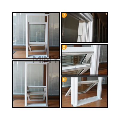 Moderne ontwerpstijl PVC/UPVC Verticale schuiframen met dubbelhangende functionaliteit