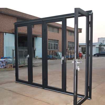 Shanghai geluiddichte aluminium vouwglas deur met dubbel geglazuurd gehard glas