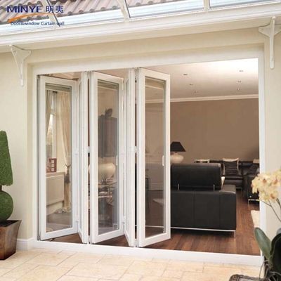 Shanghai geluiddichte aluminium vouwglas deur met dubbel geglazuurd gehard glas