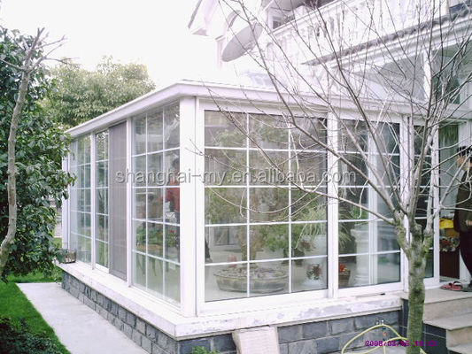 Wintertuin platte dak gevormd aluminium zonnekamer met aangepaste grootte uit Shanghai