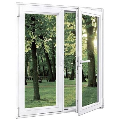 Winkel voorkant Franse glazen deuren ontwerp met wit PVC profiel en dubbel gehard glas