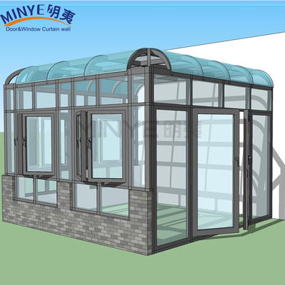 Alle seizoenen glazen huis met platte dak ontwerp en thermische breuk aluminium geïsoleerd dak