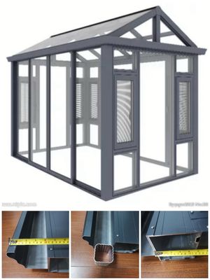 Moderne aluminium tuin zonnekamer met warmte-isolatie en winddicht dubbel gehard glas