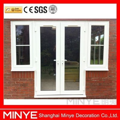 Goed luchtdichtheid en waterdichtheid PVC/UPVC bekleding van glas Hoofddeur met roosters