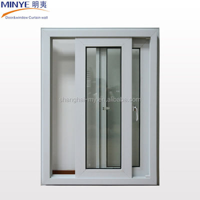 Innovatieve op maat gemaakte kleuren Geluidsdode PVC/UPVC schuifvenster met grillontwerp