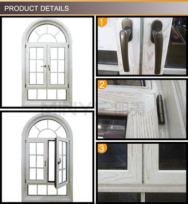 Aluminium bekleding Hout Radius Venster met Grill Design 1,4 mm en 14 mm Profieldikte