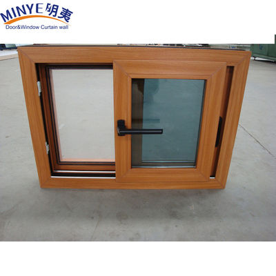 Geluidsdichte kunststofframe UPVC/PVC schuifvensters met dubbele beglazing in houten kleur