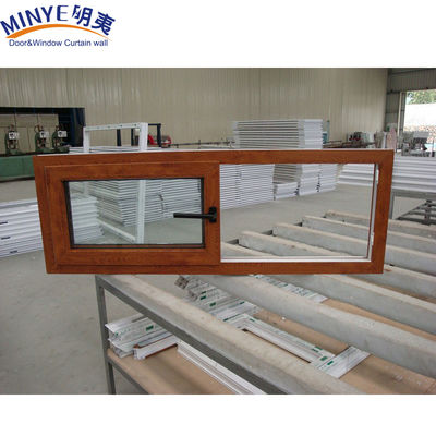 Geluidsdichte kunststofframe UPVC/PVC schuifvensters met dubbele beglazing in houten kleur