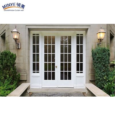 Moderne tuin PVC en UPVC dubbele glazen toegangsdeur in natuurlijke houtkleur met materialen