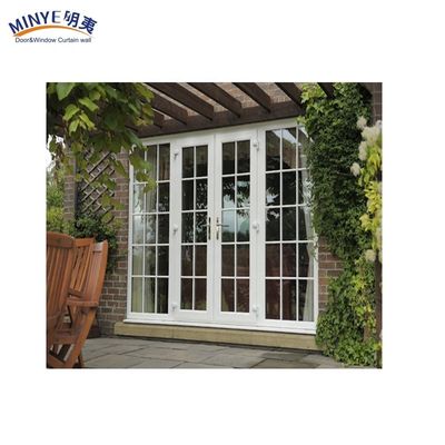 Moderne tuin PVC en UPVC dubbele glazen toegangsdeur in natuurlijke houtkleur met materialen