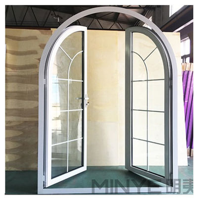 Krachtcoating Franse bovenkant Ronde boog Buitenste patio Casement glazen deuren in elke kleur