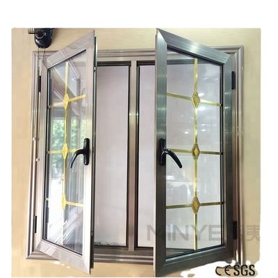 Swing Open Style Aluminium Alloy Casement Window met Simple Iron Window Grills Design