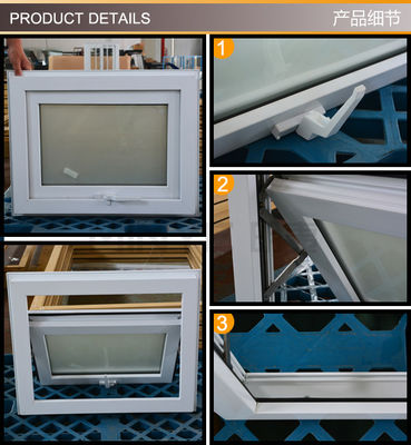 UPVC-frame en modern ontwerp stijl dubbelgehard glas luifel venster in witte kleur