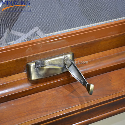 MINYE's Aluminium Hout Casement Windows Aanpasbaar en gehard glas inbegrepen