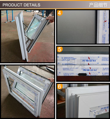 Swing Open Normaal PVC Profiel Kleur Aanpassing UPVC/PVC Horizontaal Pivoted Single Hang Windows