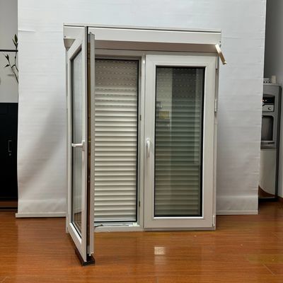 Folding Screen PVC Casement Venster met Glasvezel Mosquito Net en Rolluiken