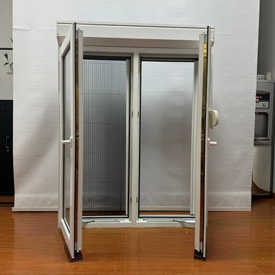 Folding Screen PVC Casement Venster met Glasvezel Mosquito Net en Rolluiken