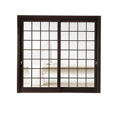 Commerciële glazen deur Hout Graan Kleur Aluminium Alloy Schuifdeur voor Japanse stijl