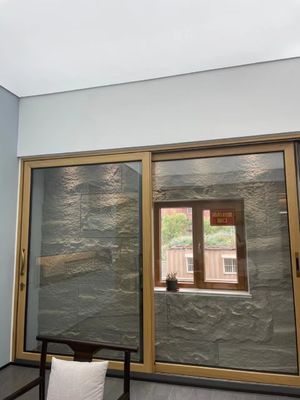 Commerciële glazen deur Hout Graan Kleur Aluminium Alloy Schuifdeur voor Japanse stijl