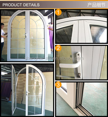 Duitsland Hardware Thermal Break Aluminium Arch Double Casement Venster met Grills