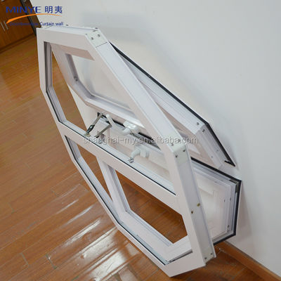 Aluminium legering zeshoekig raam met dubbel raam glasruimte venster voor horizontale opening