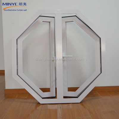 Aluminium legering zeshoekig raam met dubbel raam glasruimte venster voor horizontale opening