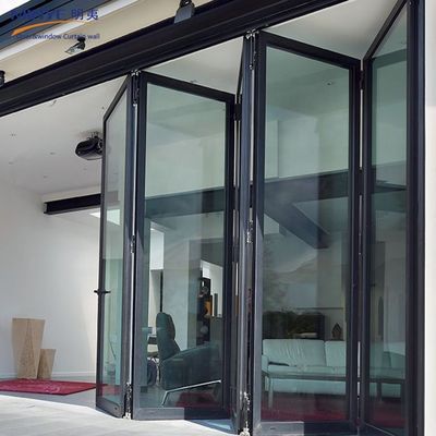 Afklapbare accordeon Aluminium glazen patio Buiten Bifold Schuifdeur met thermische breuk