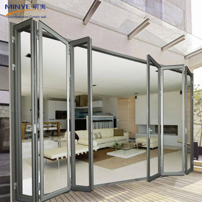 Afklapbare accordeon Aluminium glazen patio Buiten Bifold Schuifdeur met thermische breuk