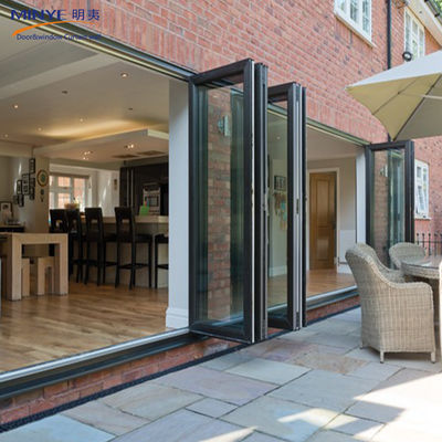 Afklapbare accordeon Aluminium glazen patio Buiten Bifold Schuifdeur met thermische breuk