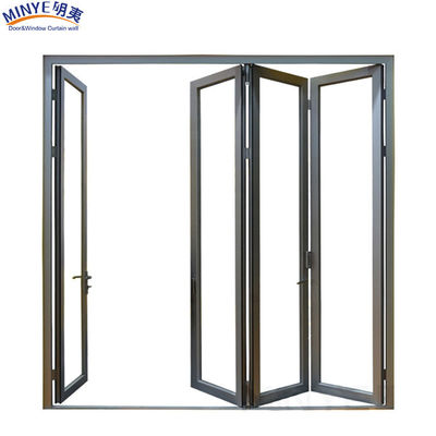Aluminium balkon glazen deur met opvouwbare openingsmethode en glasvezel schermnet
