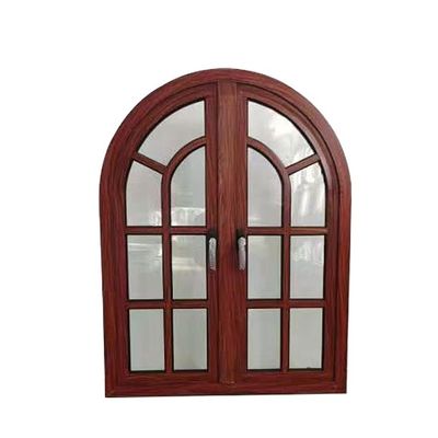 Houten graan aluminium halfronde boogvormige venster met horizontaal openingspatroon