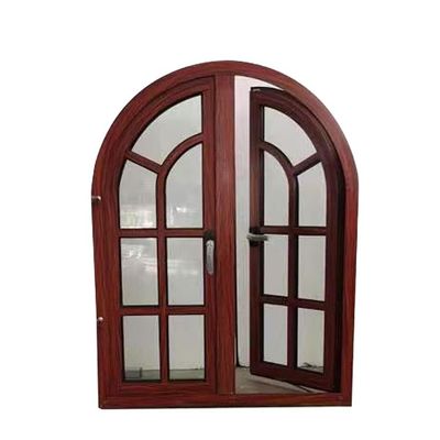 CE-standaard aluminium frame beste bekleding ontwerpen hout graan half rond boogvenster