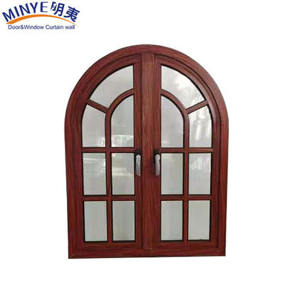 CE-standaard aluminium frame beste bekleding ontwerpen hout graan half rond boogvenster