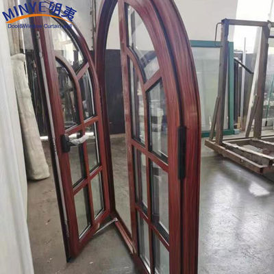 CE-standaard aluminium frame beste bekleding ontwerpen hout graan half rond boogvenster