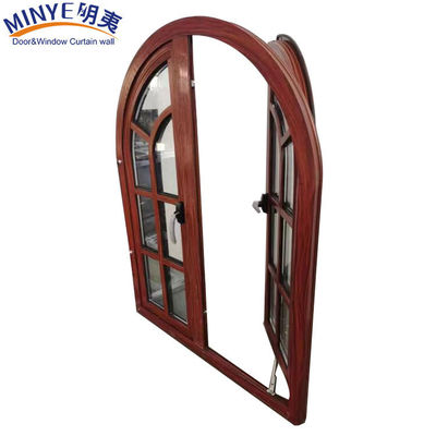 CE-standaard aluminium frame beste bekleding ontwerpen hout graan half rond boogvenster