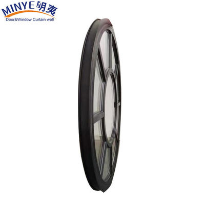Halve cirkel maan venster met aluminium legering frame en houten graan profiel afwerking