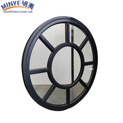 Halve cirkel maan venster met aluminium legering frame en houten graan profiel afwerking