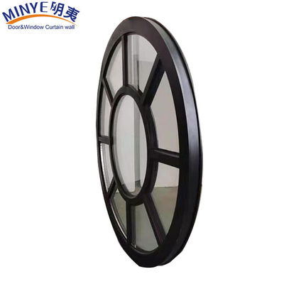 Halve cirkel maan venster met aluminium legering frame en houten graan profiel afwerking
