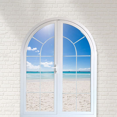 Krachtcoating Franse bovenkant Ronde boog Buitenste patio Casement glazen deuren in elke kleur
