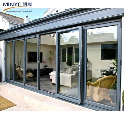Dubbelgehard glas energiebesparende opvouwbare aluminium glazen opvouwbare deuren voor de werkplek