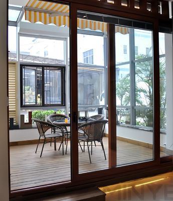 Eenvoudig/dubbel gehard glaspoeder gecoat glad afgewerkt aluminium patio schuifdeur