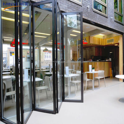 Hoogwaardige poederbedekte aluminium vouwdeuren met dubbelgehard glas