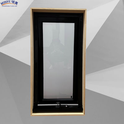 Aluminium raam thermisch doorbreken luifel venster met dubbel gehard glas en houten subframe