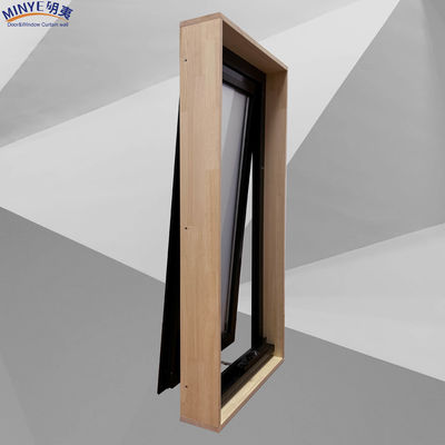 Aluminium raam thermisch doorbreken luifel venster met dubbel gehard glas en houten subframe
